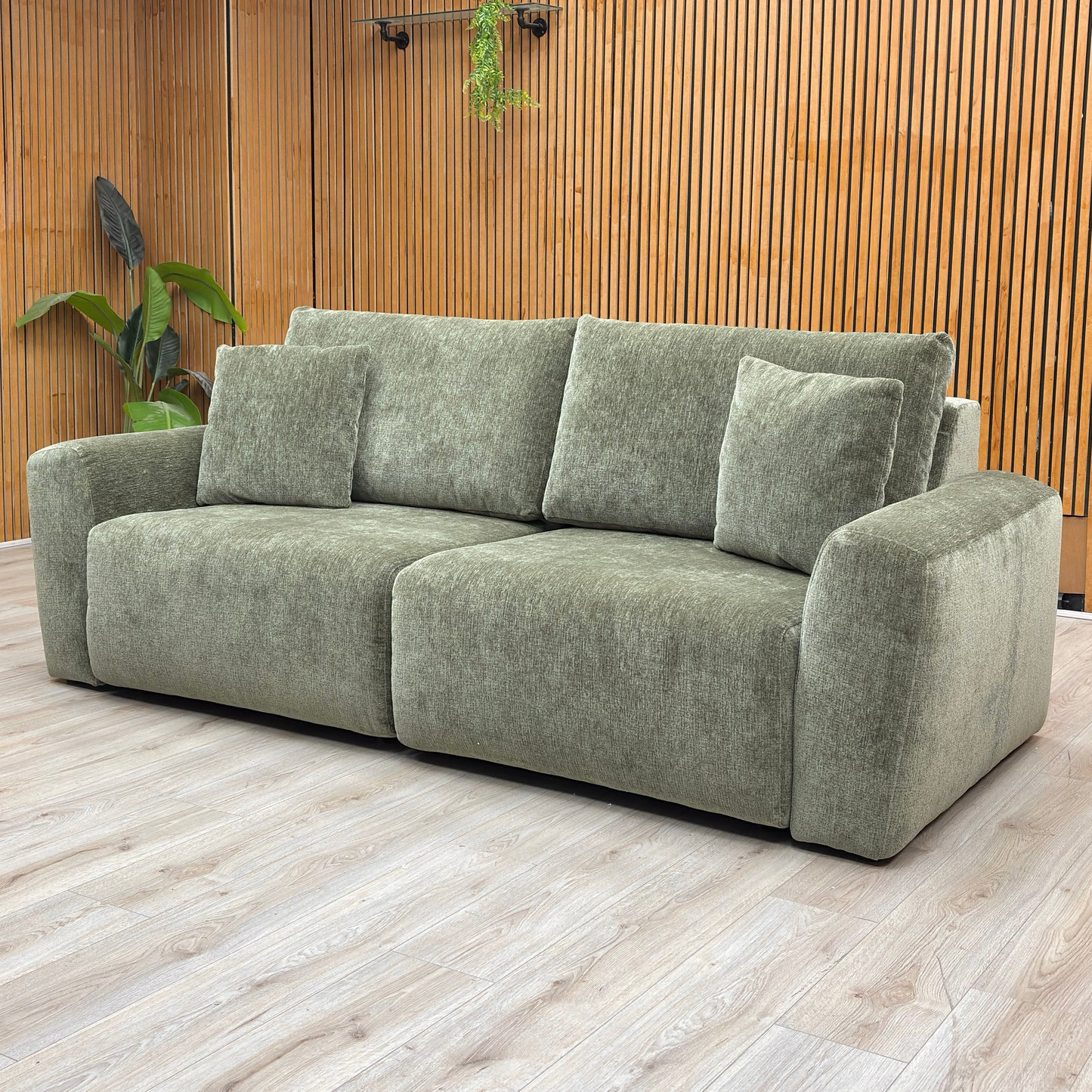 ‘Gemini’ Olive Green Fabric 2 Seater Power Glider Sofa