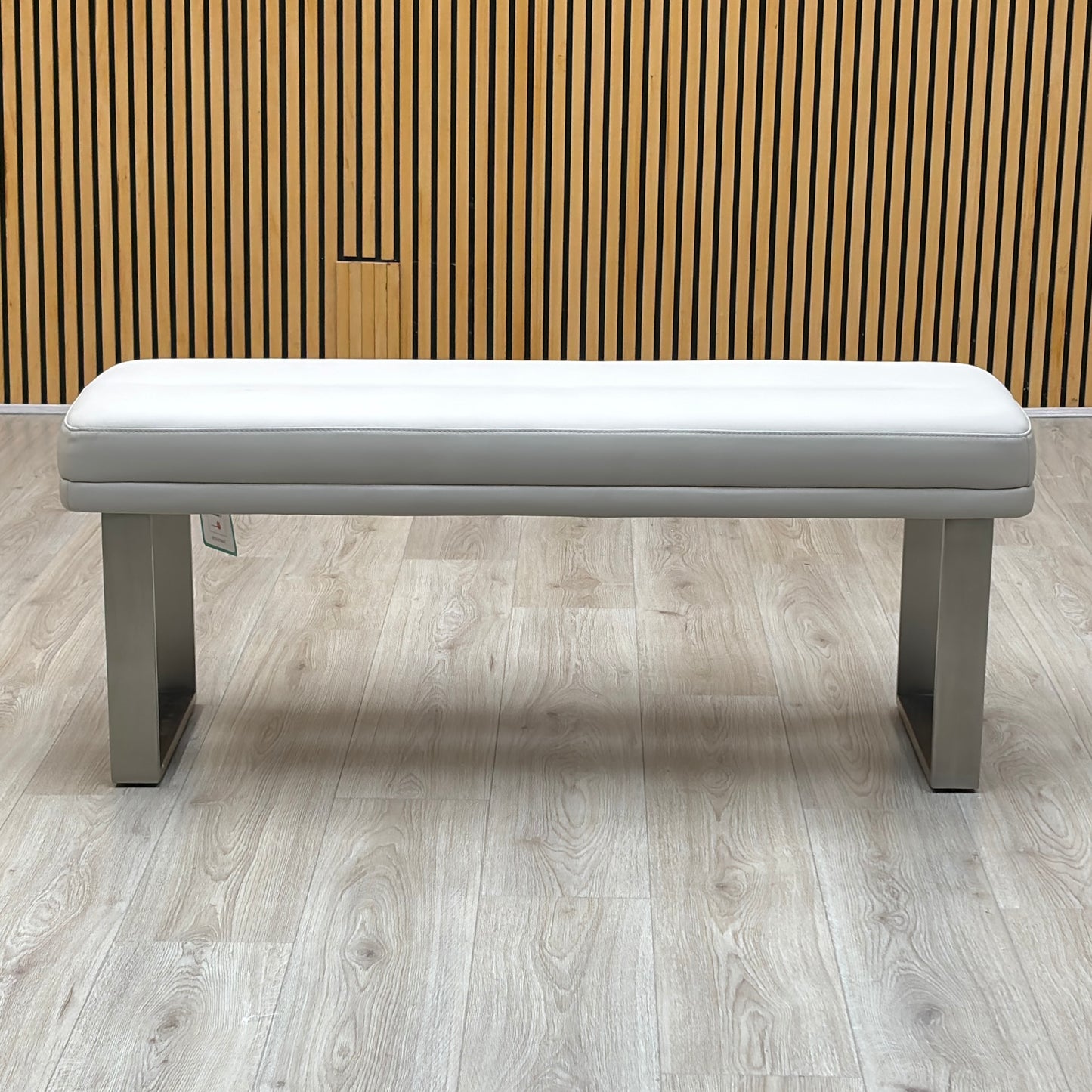 ‘Avorio’ Neutral Faux Leather Low Dining Bench – view 3