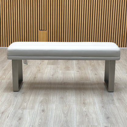 ‘Avorio’ Neutral Faux Leather Low Dining Bench – view 3