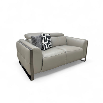 'Gisella' New Grey Cat-60/28 Leather 2 Seater Sofa