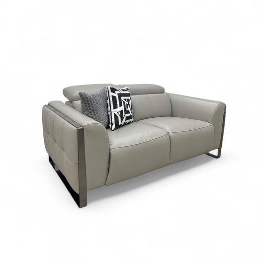 'Gisella' New Grey Cat-60/28 Leather 2 Seater Sofa