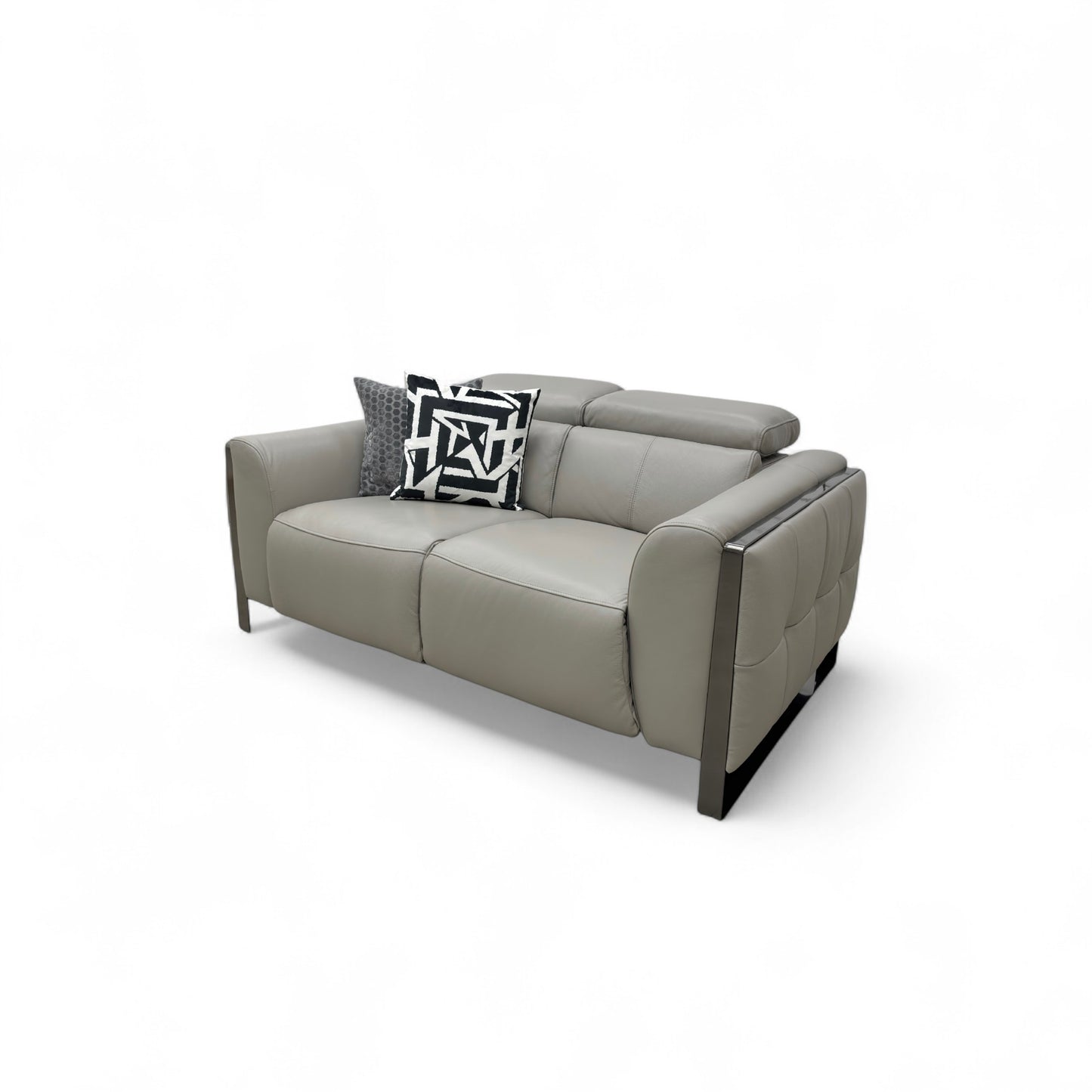 'Gisella' New Grey Cat-60/28 Leather 2 Seater Sofa