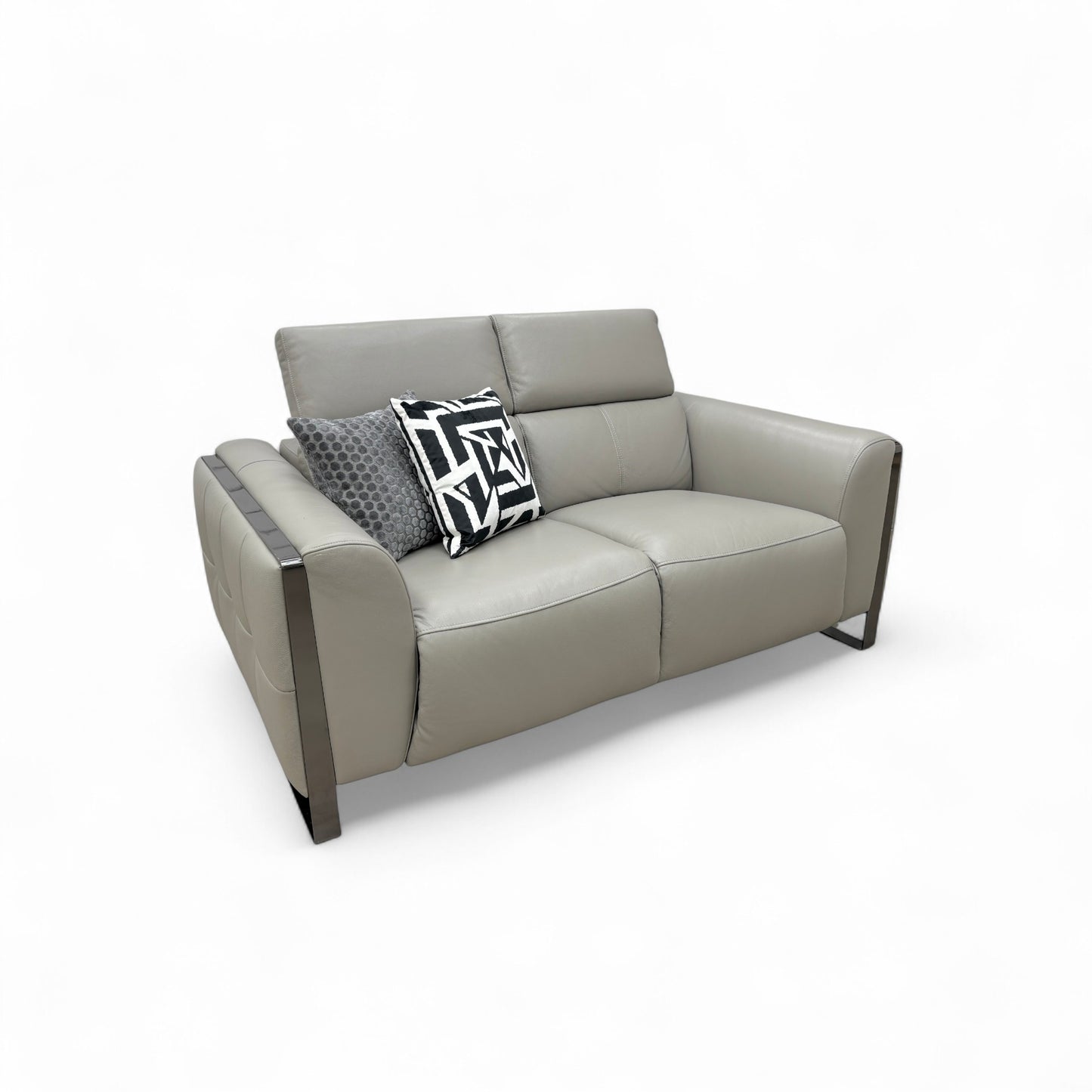 'Gisella' New Grey Cat-60/28 Leather 2 Seater Sofa