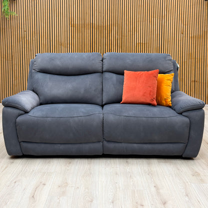 'Sloane' Dexter Shadow Grey Velvet Fabric 3 Seater Power Recliner Sofa