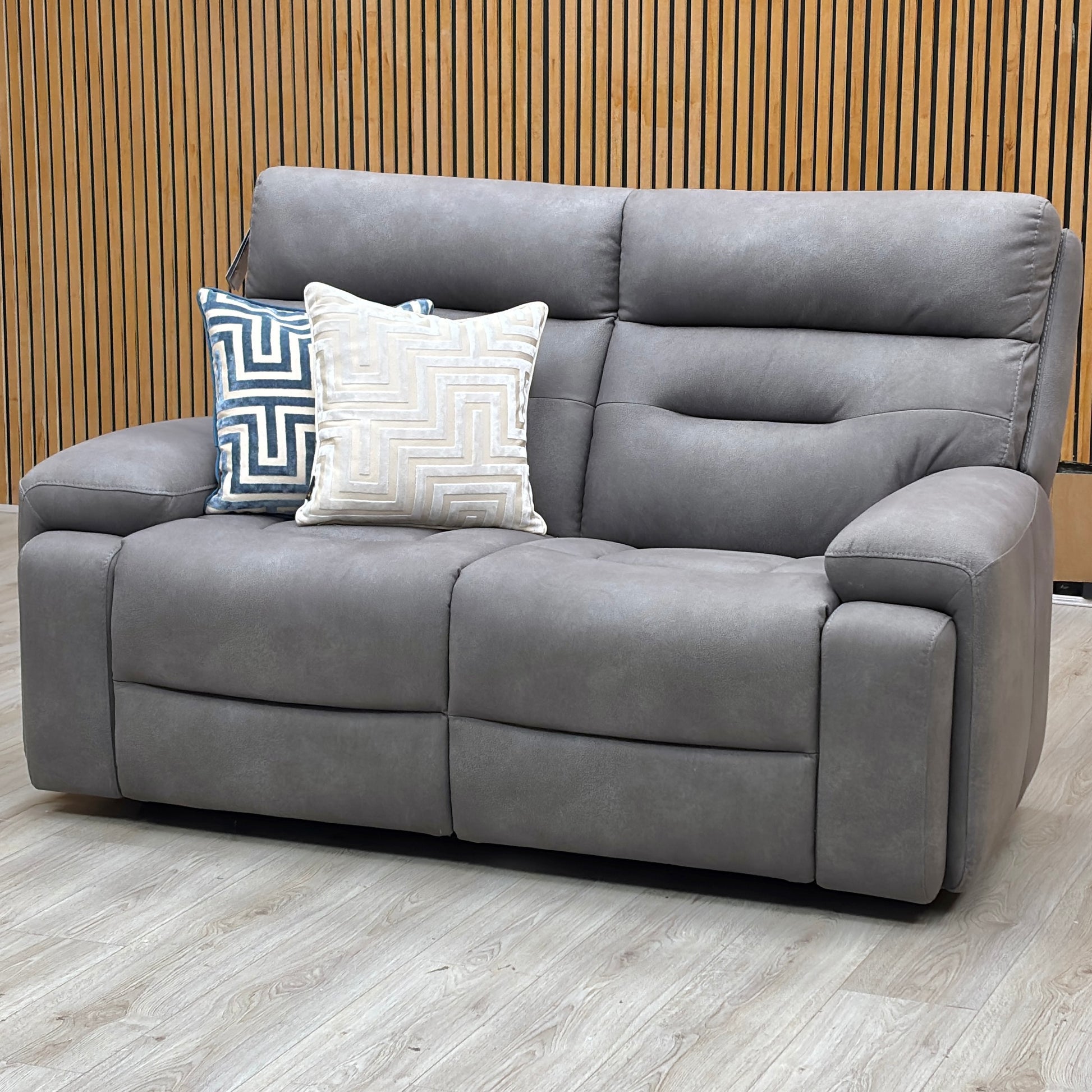 ‘Cinemax' Nappa Grey Velvet Fabric 2 Seater Sofa – view 3