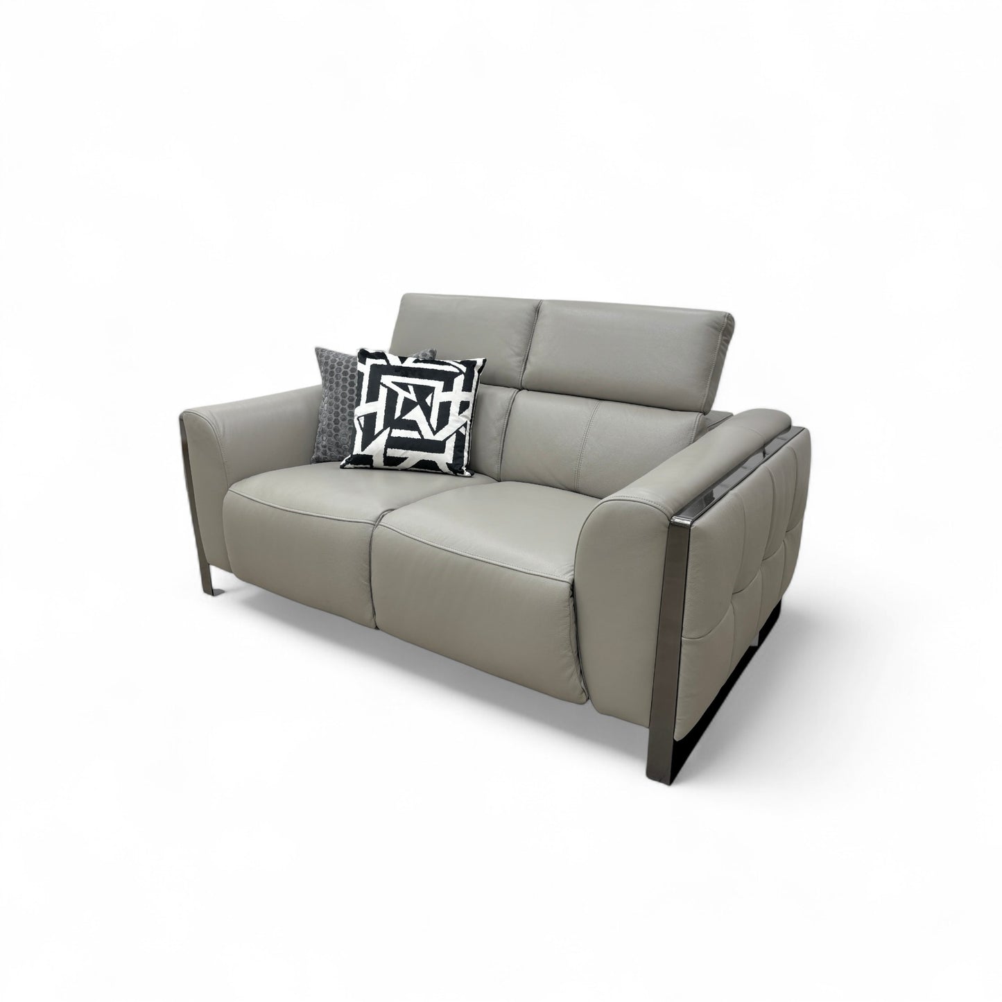 'Gisella' New Grey Cat-60/28 Leather 2 Seater Sofa