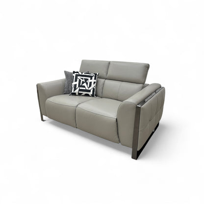 'Gisella' New Grey Cat-60/28 Leather 2 Seater Sofa