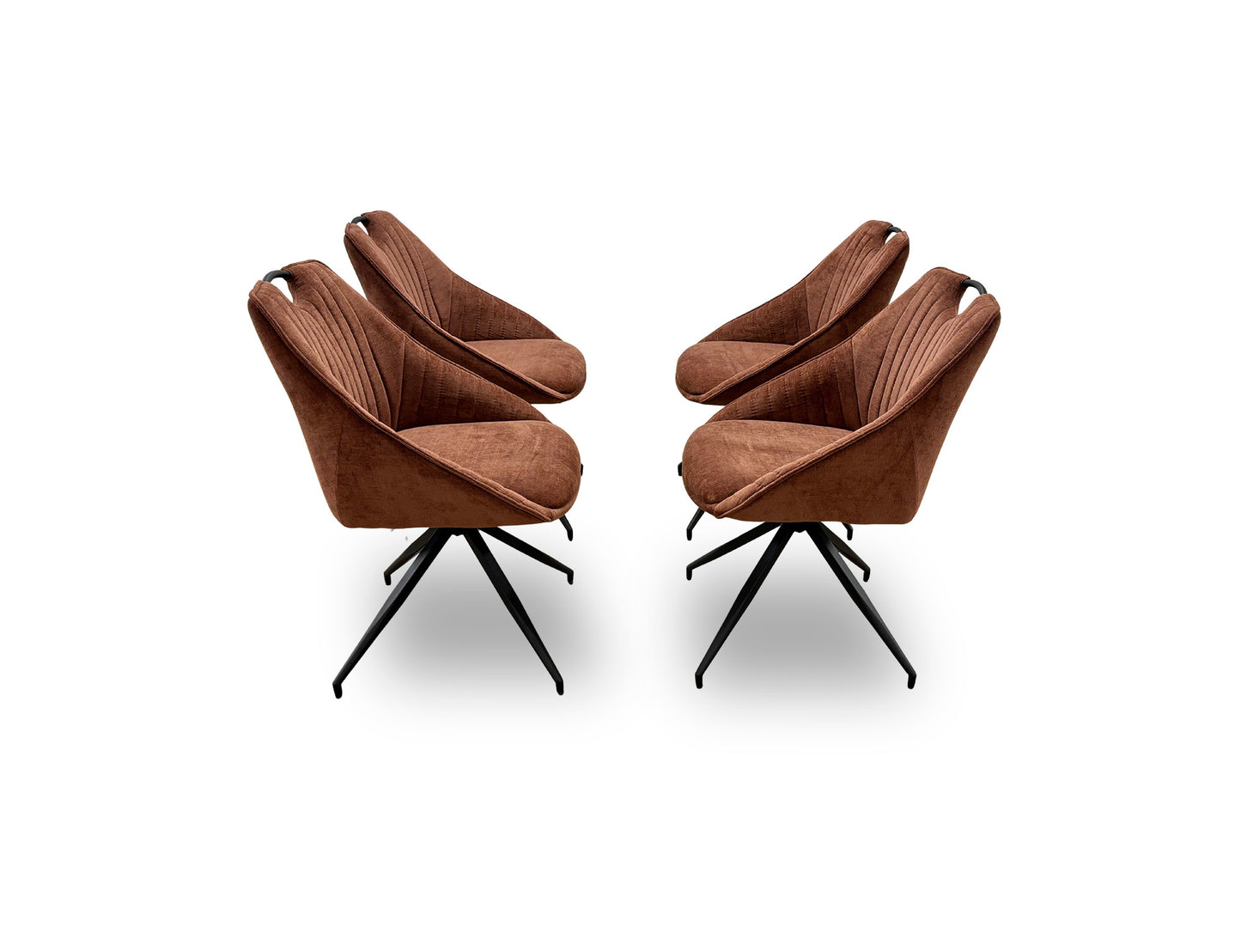 'Jai' Rust Fabric Set of 4 Swivel Dining Chairs