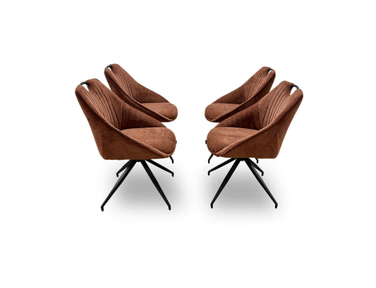 'Jai' Rust Fabric Set of 4 Swivel Dining Chairs