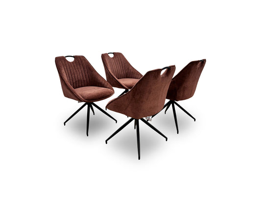 'Jai' Rust Fabric Set of 4 Swivel Dining Chairs