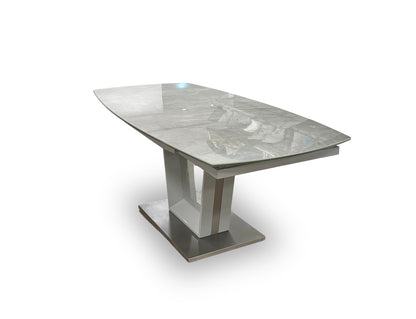 'Grigio' Marble-Effect Ceramic Top Swivel Extending Dining Table