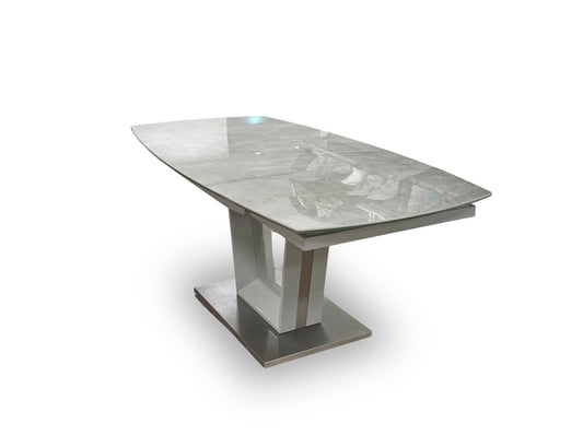 'Grigio' Marble-Effect Ceramic Top Swivel Extending Dining Table
