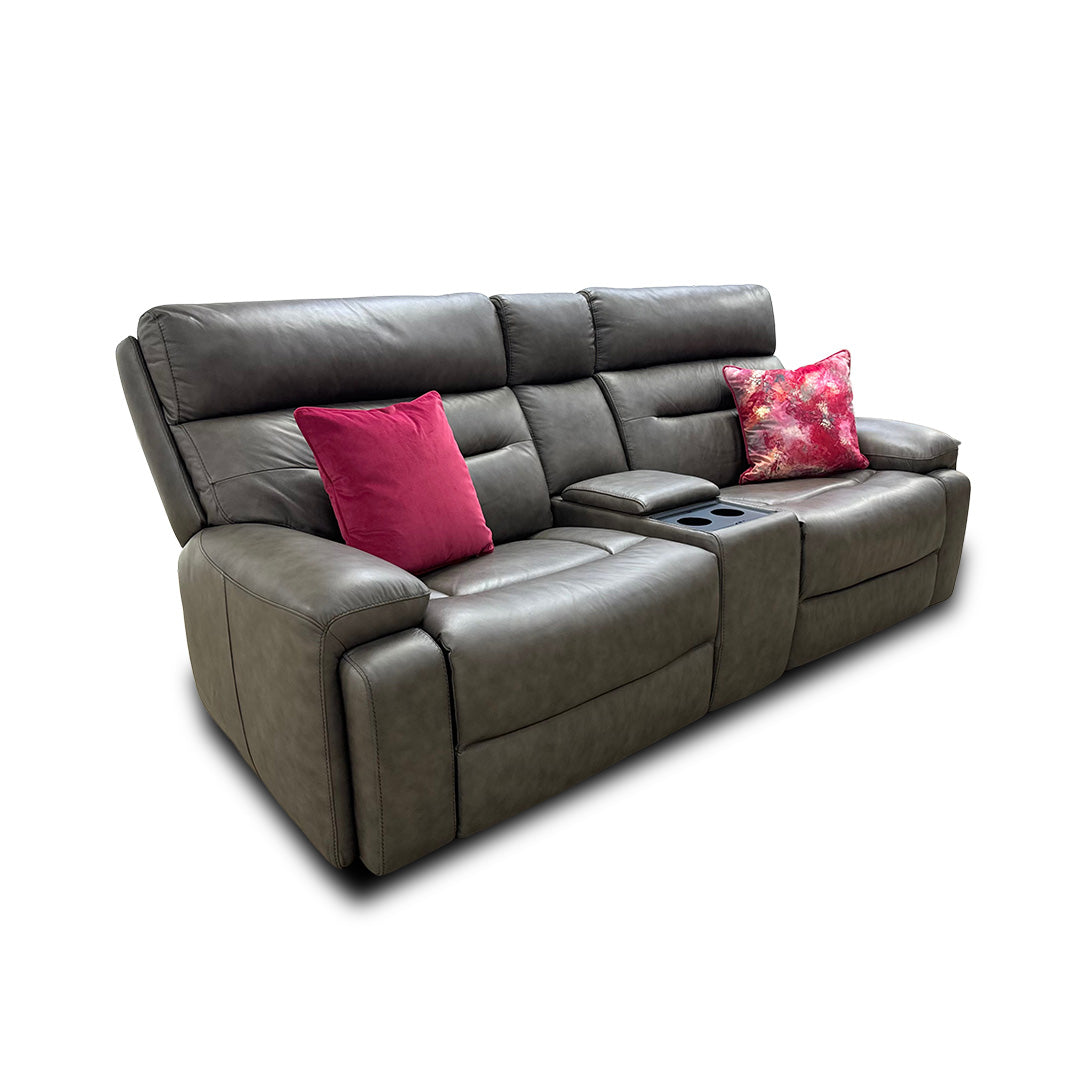 ‘Cinemax’ Piompo Lx-6404 Grey Media Leather Power Recliner Chair with Power Headrest