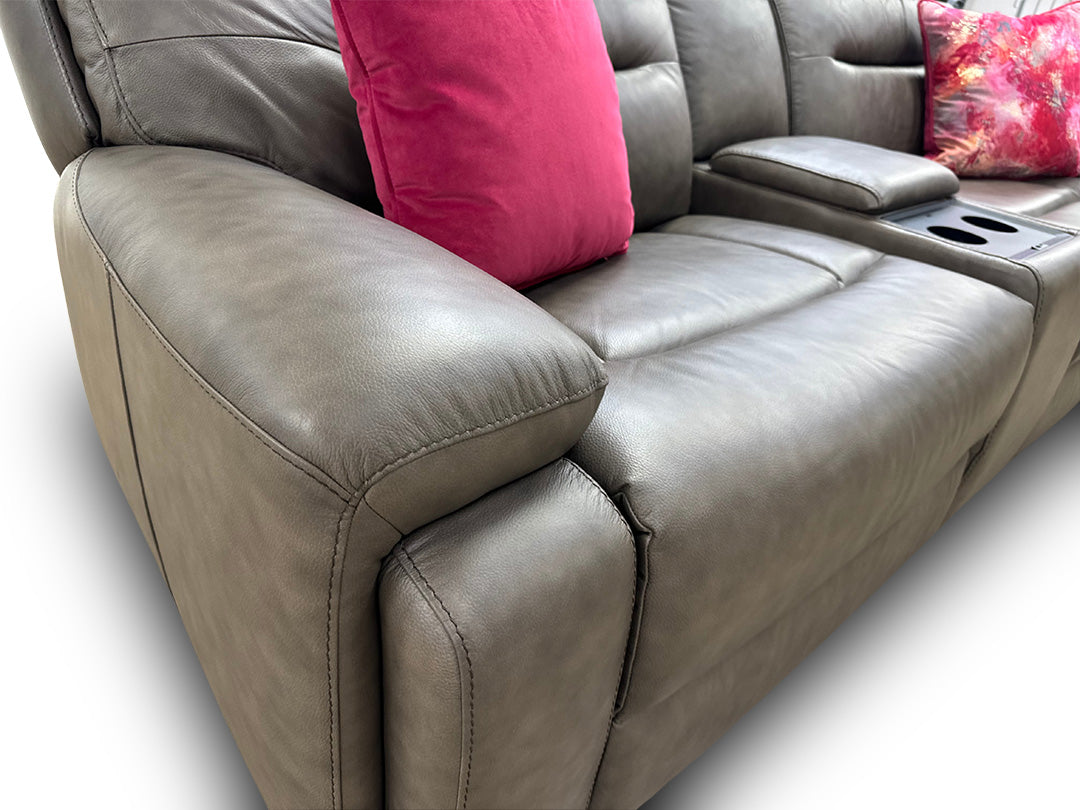 ‘Cinemax’ Piompo Lx-6404 Grey Media Leather Power Recliner Chair with Power Headrest