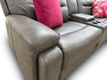 ‘Cinemax’ Piompo Lx-6404 Grey Media Leather Power Recliner Chair with Power Headrest