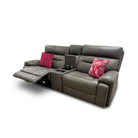 ‘Cinemax’ Piompo Lx-6404 Grey Media Leather Power Recliner Chair with Power Headrest
