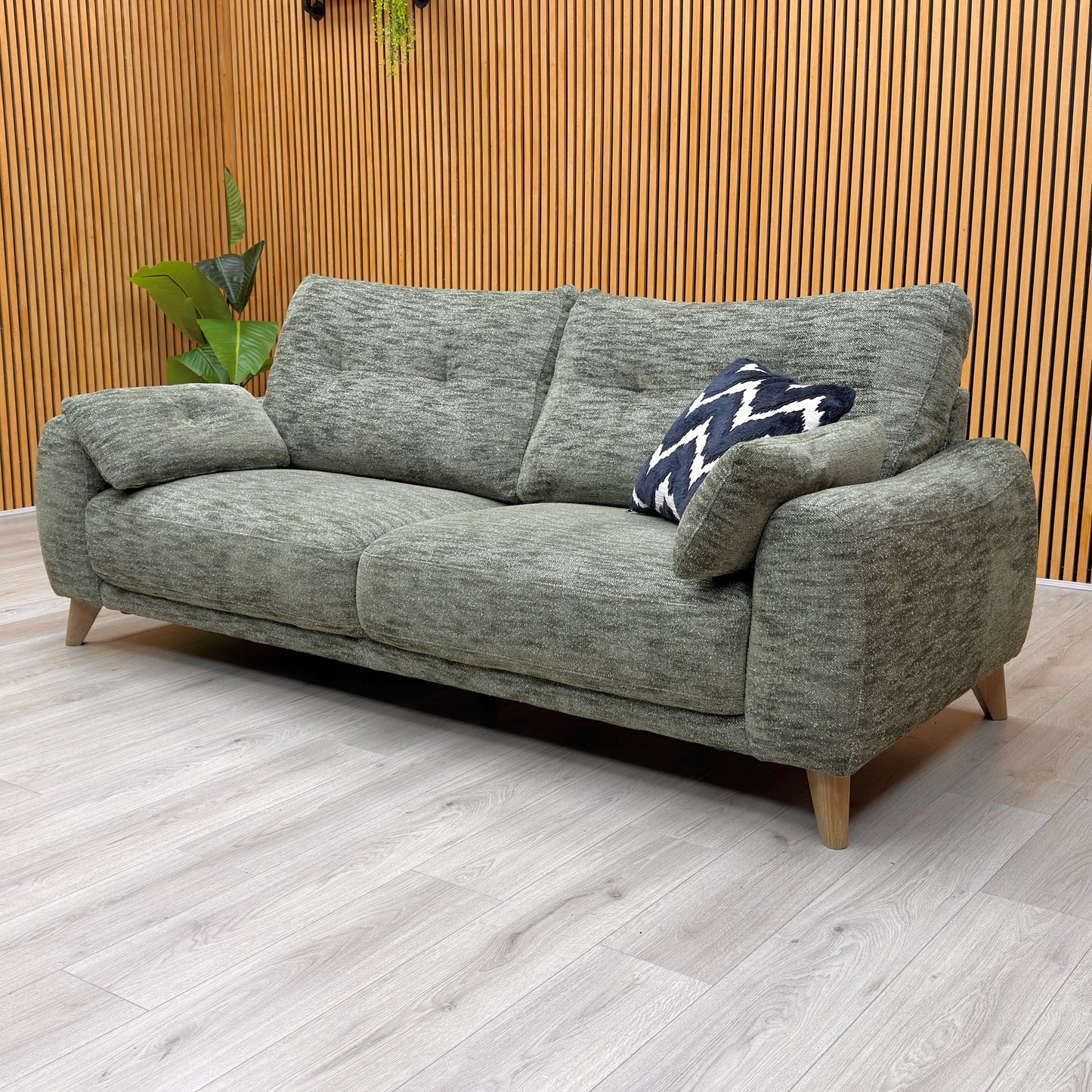 ‘Malmo’ Fab-Mga-R11 Olive Green Fabric 3 Seater Sofa
