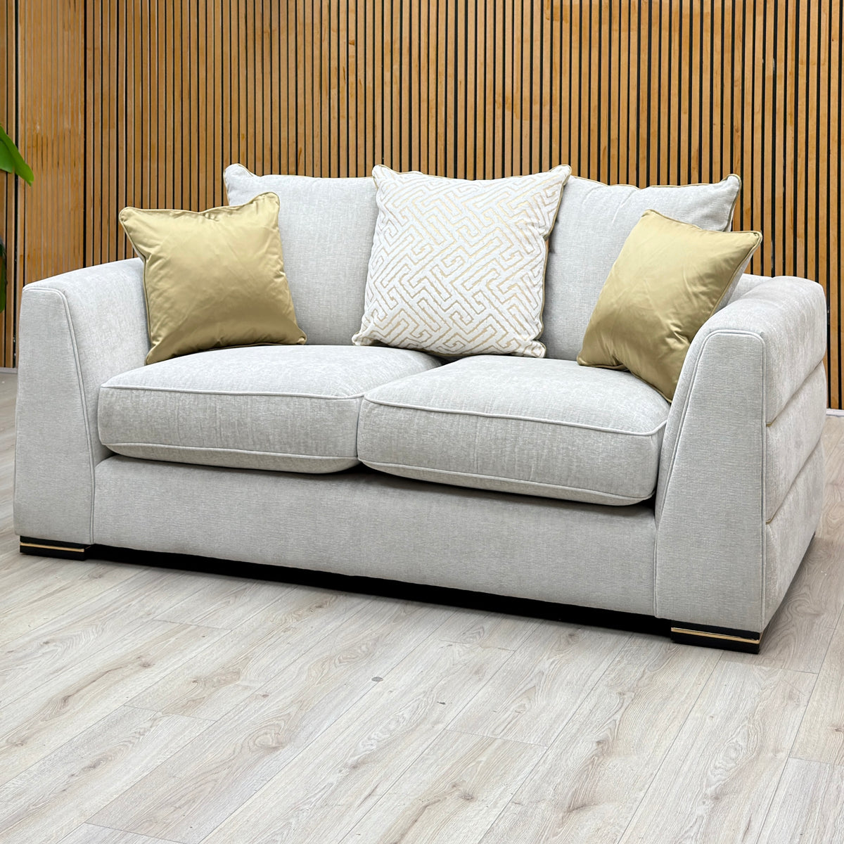 'Belissimo' Mirage Pebble Cp Beige Fabric 2 Seater Scatter Back Sofa