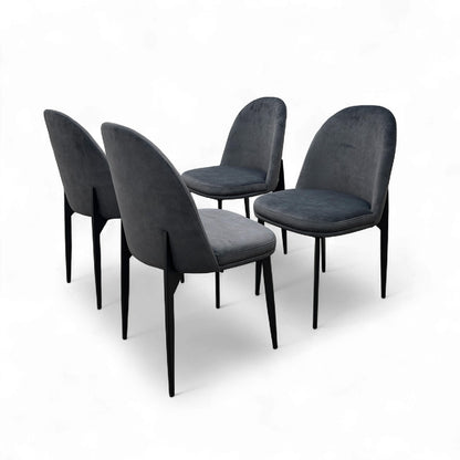 'Valent' Dark Grey Velvet Dining Chair - Set of 4