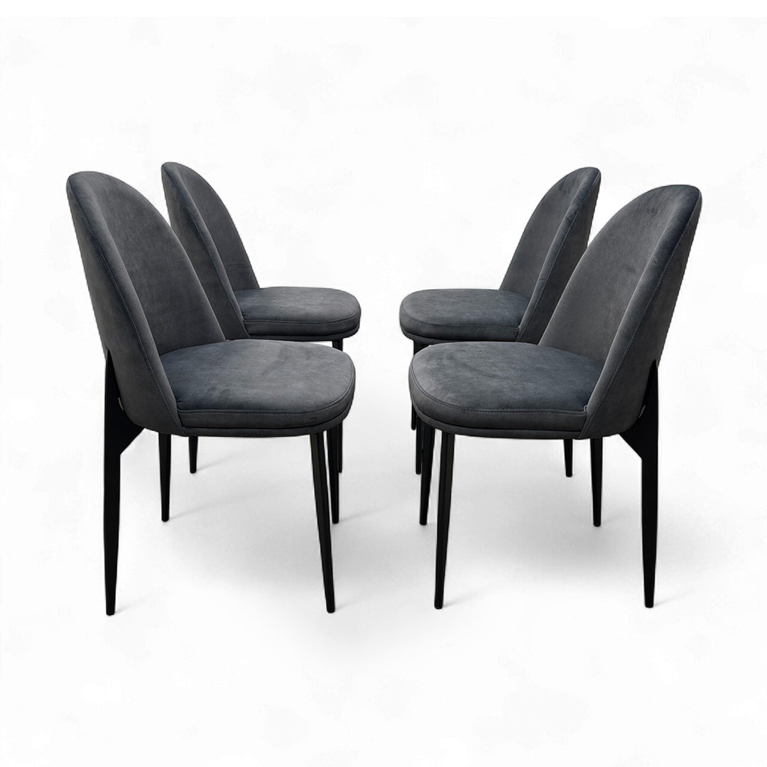 'Valent' Dark Grey Velvet Dining Chair - Set of 4
