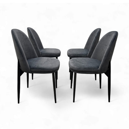 'Valent' Dark Grey Velvet Dining Chair - Set of 4