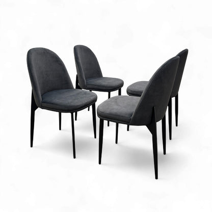 'Valent' Dark Grey Velvet Dining Chair - Set of 4