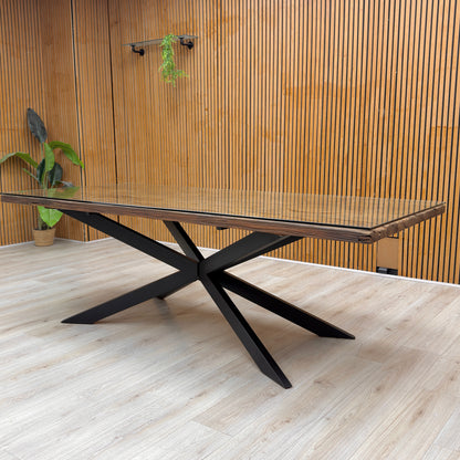 ‘Kiara’ Large Rectangular Wooden Dining Table with Black Legs