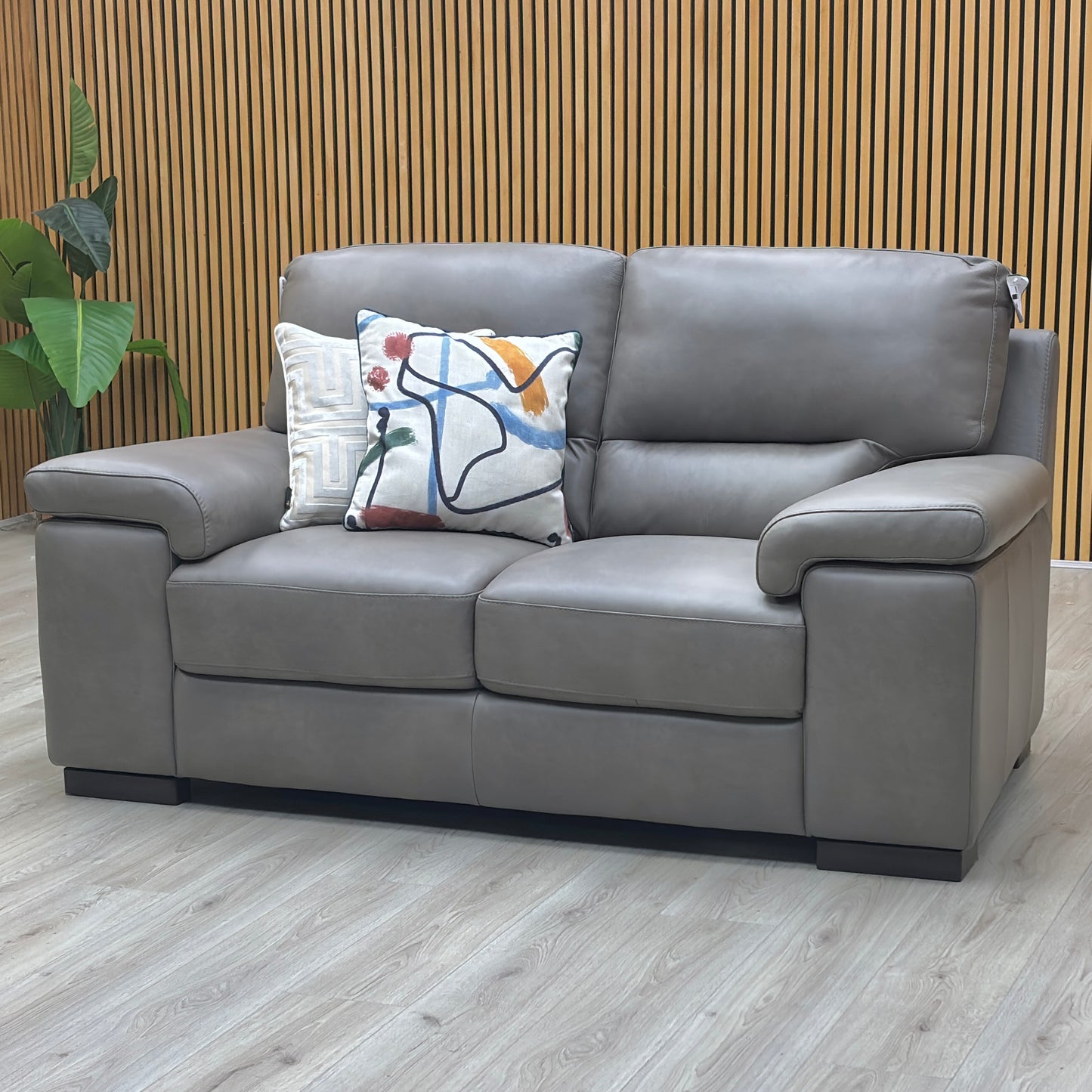 Marinelli ‘Oskar’ Grey Leather 2 Seater Sofa – view 3