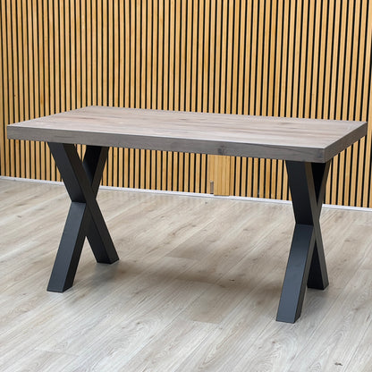 Bodahl ‘Terra’ 8 Vintage Grey Solid Oak Compact Straight Edge Dining Table with X Shaped Legs – view 3