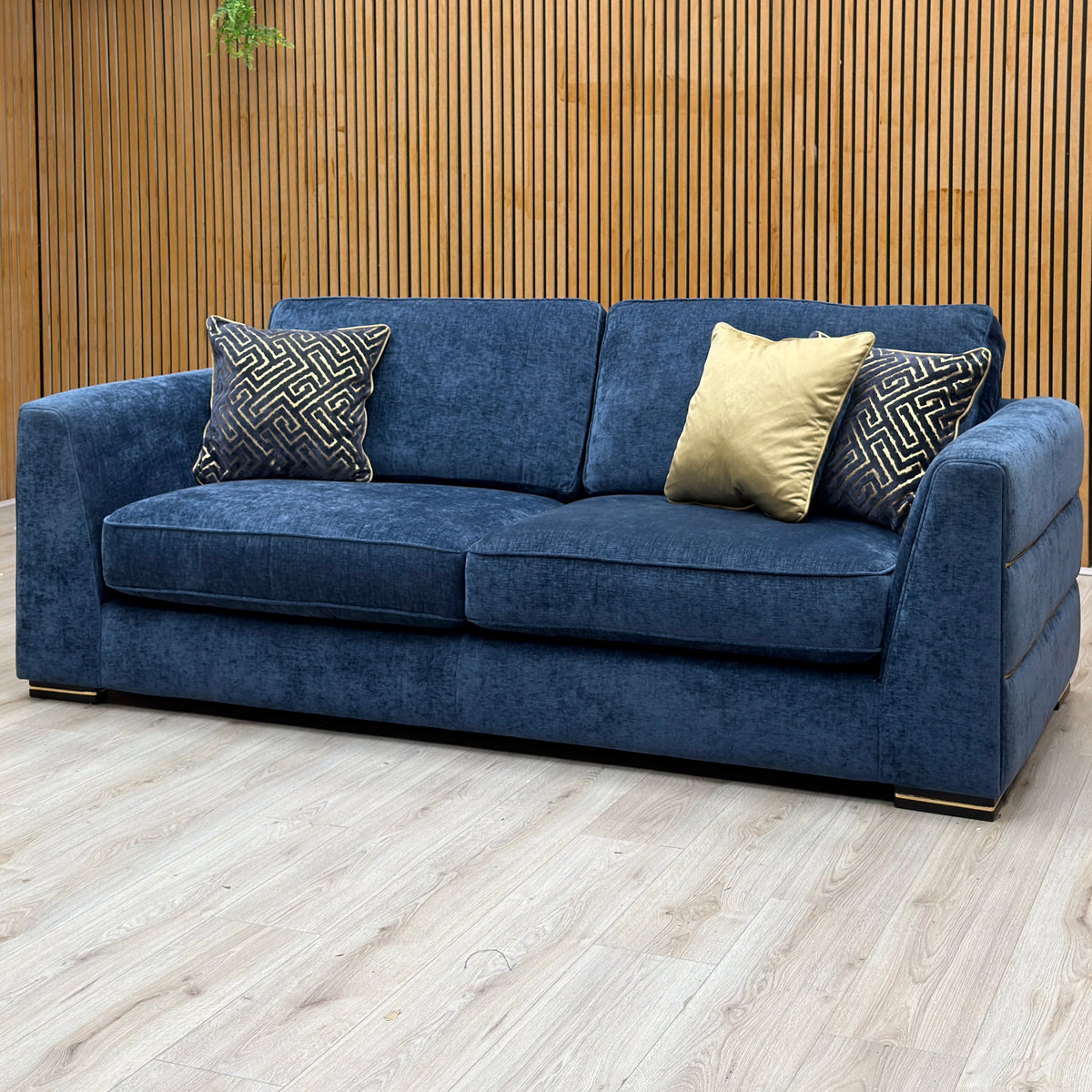 'Belissimo' Mirage Navy Blue - Cp Fabric 3 Seater Classic Back Sofa