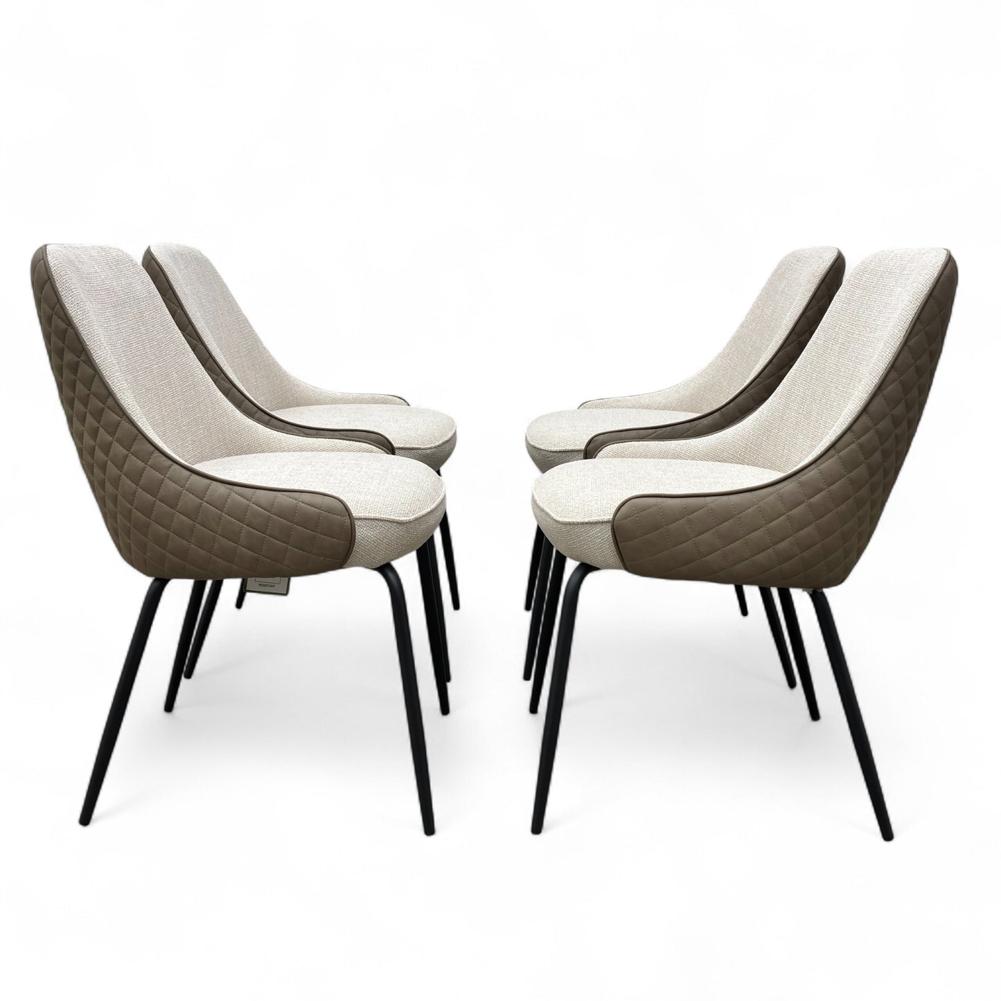 'Sadia' Biscuit Combination Dual Material Dining Chair - Set of 4