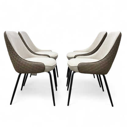 'Sadia' Biscuit Combination Dual Material Dining Chair - Set of 4