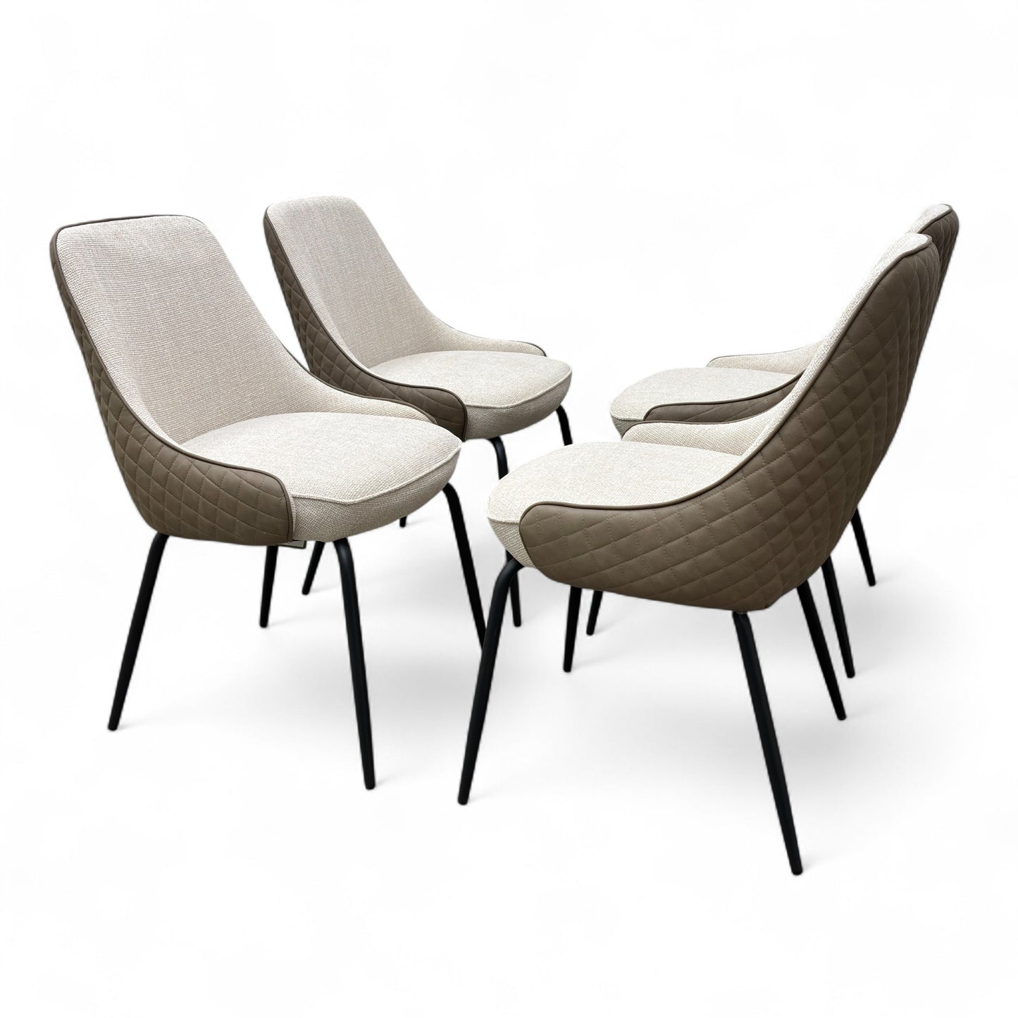 'Sadia' Biscuit Combination Dual Material Dining Chair - Set of 4