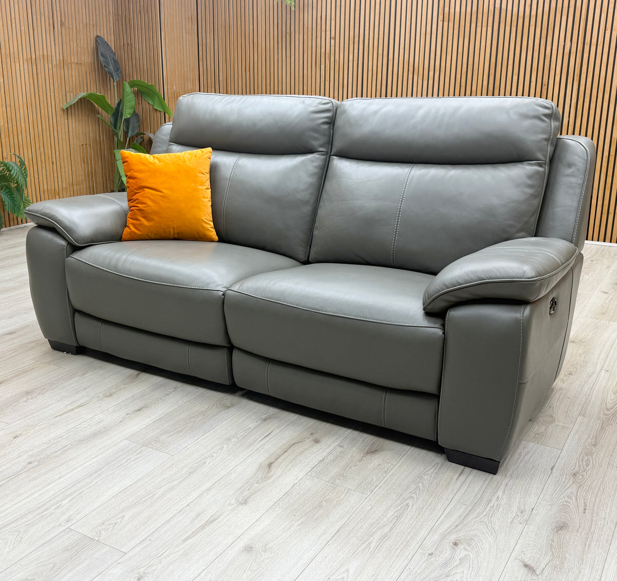 'Starlight Express' Nc-088e Charcoal Grey Leather 3 Seater Power Recliner Sofa
