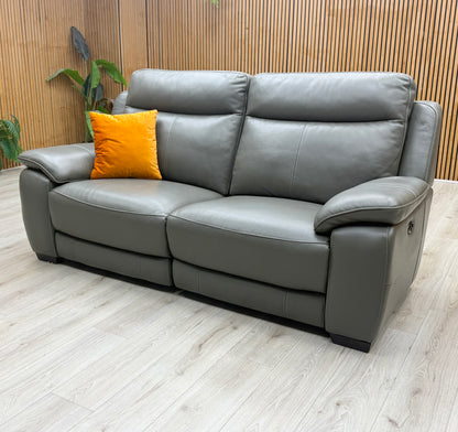 'Starlight Express' Nc-088e Charcoal Grey Leather 3 Seater Power Recliner Sofa