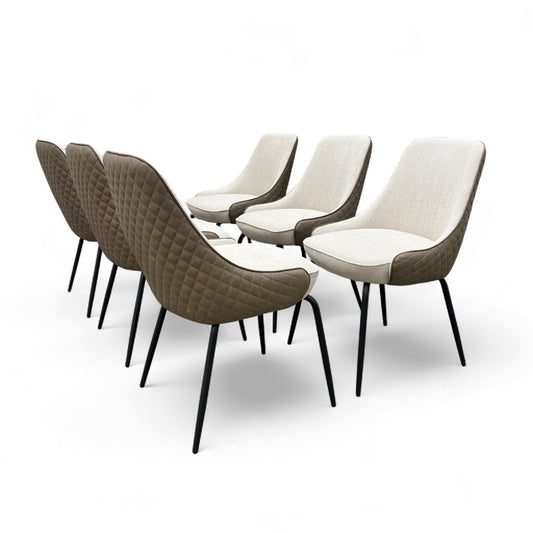 'Sadia' Biscuit Combination Dual Material Dining Chair - Set of 6