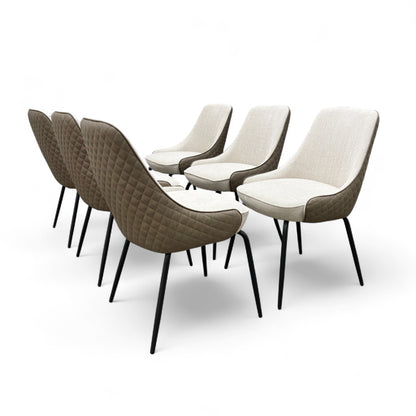 'Sadia' Biscuit Combination Dual Material Dining Chair - Set of 6