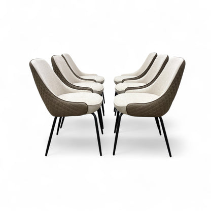 'Sadia' Biscuit Combination Dual Material Dining Chair - Set of 6