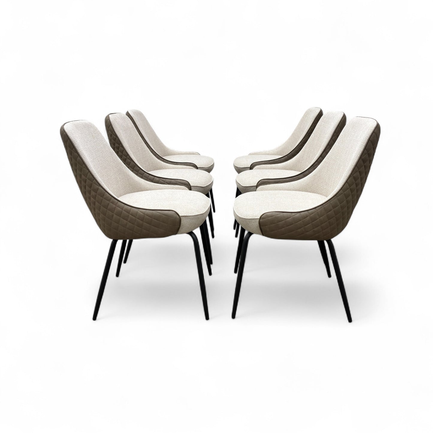 'Sadia' Biscuit Combination Dual Material Dining Chair - Set of 6