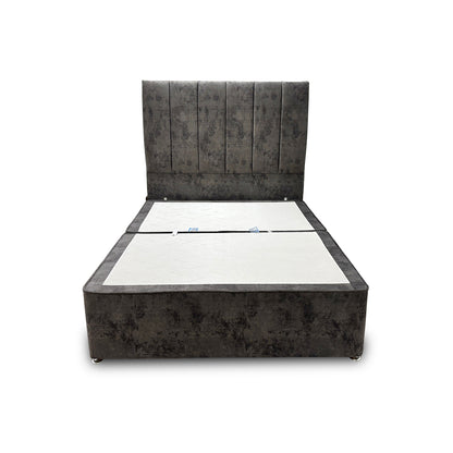 Sleepeezee ‘Mermory Sense’ Daytona Grey Divan Base with ‘Spire’ Floor Standing Headboard
