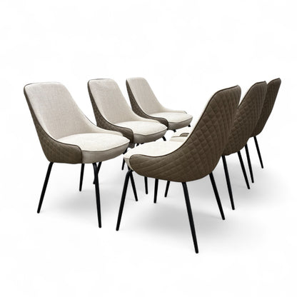 'Sadia' Biscuit Combination Dual Material Dining Chair - Set of 6
