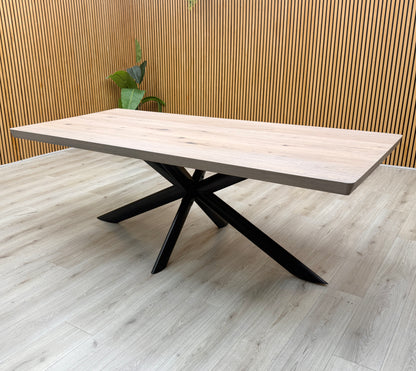 Bodahl 'Athena' 32 Sand Stone Solid Oak Soft Edge 220cm Dining Table with Metal Star Base