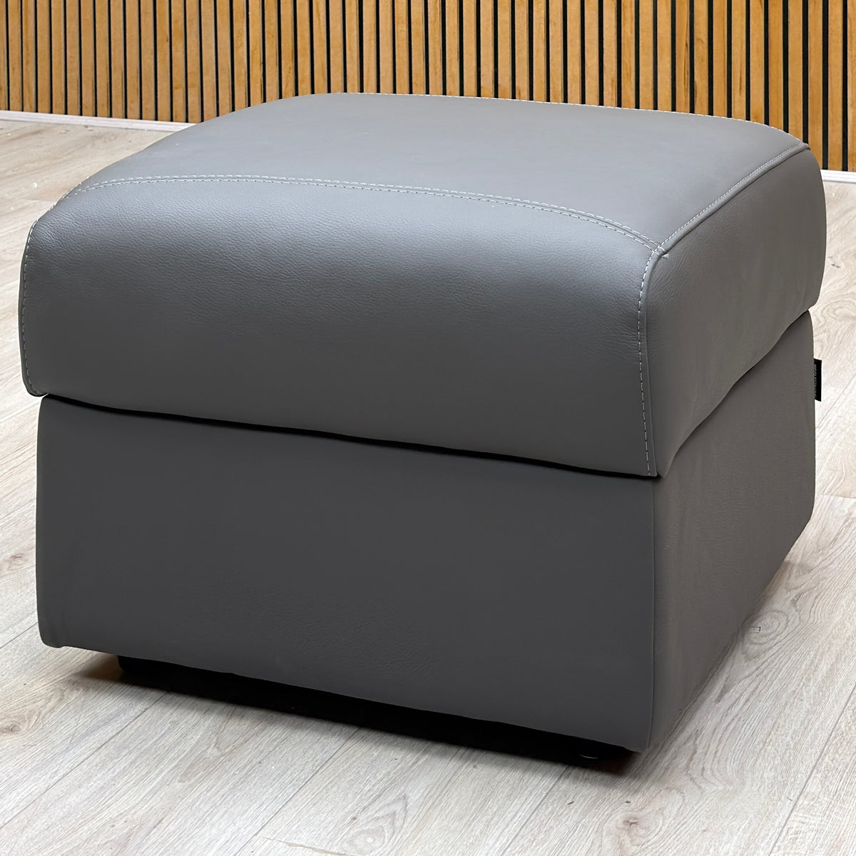 Nicoletti 'Davide' 327 Torello Grigio Scuro Leather Storage Footstool