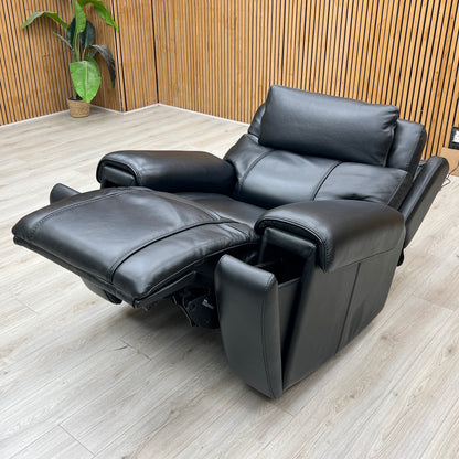 World of Leather ‘Hollywood’ Nc-023c Black Leather Power Recliner Chair with Power Headrest, Bluetooth Speakers and Storage Arms