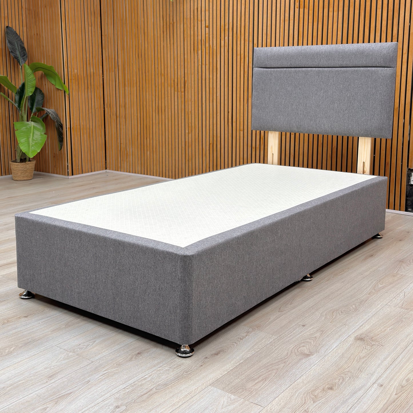‘Capella’ Orkney Charcoal Fabric Headboard + Divan Base - Single