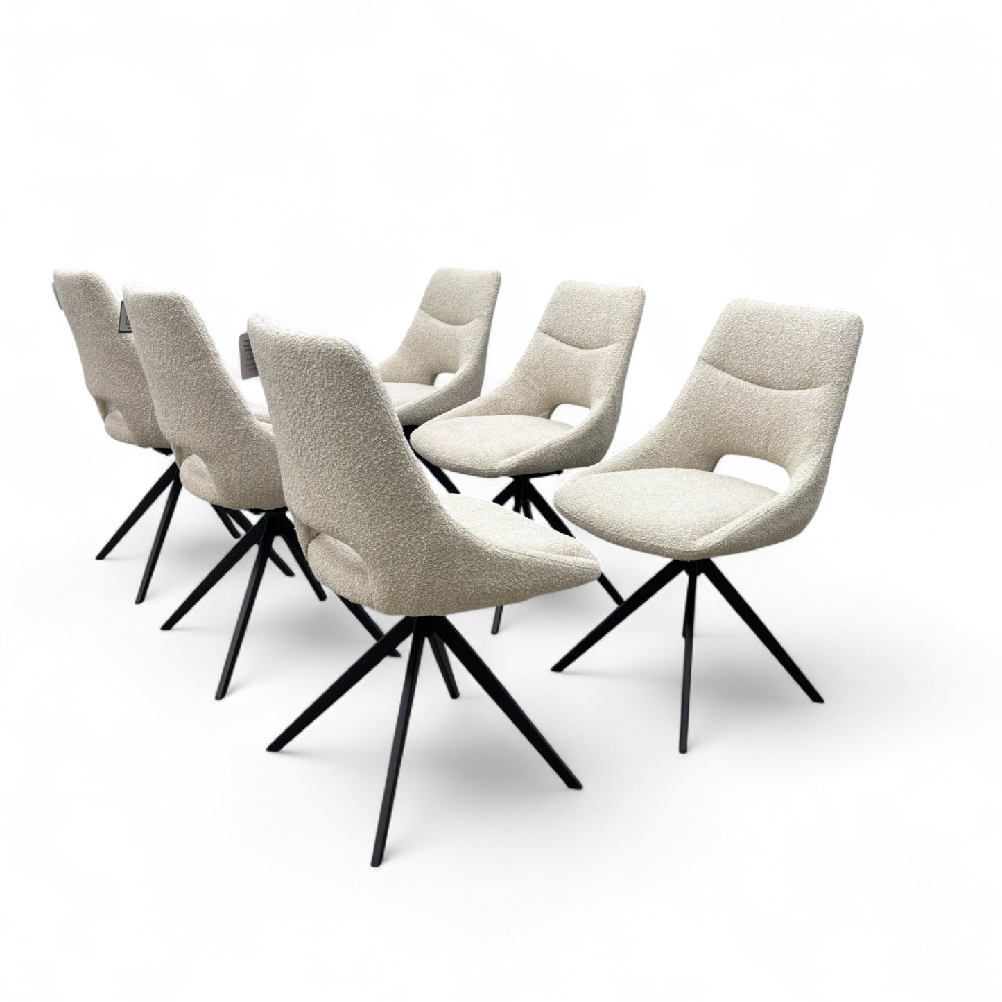 'Barefoot' Cream Boucle Swivel Dining Chair - Set of 6