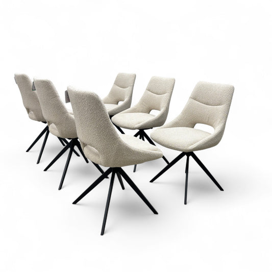 'Barefoot' Cream Boucle Swivel Dining Chair - Set of 6