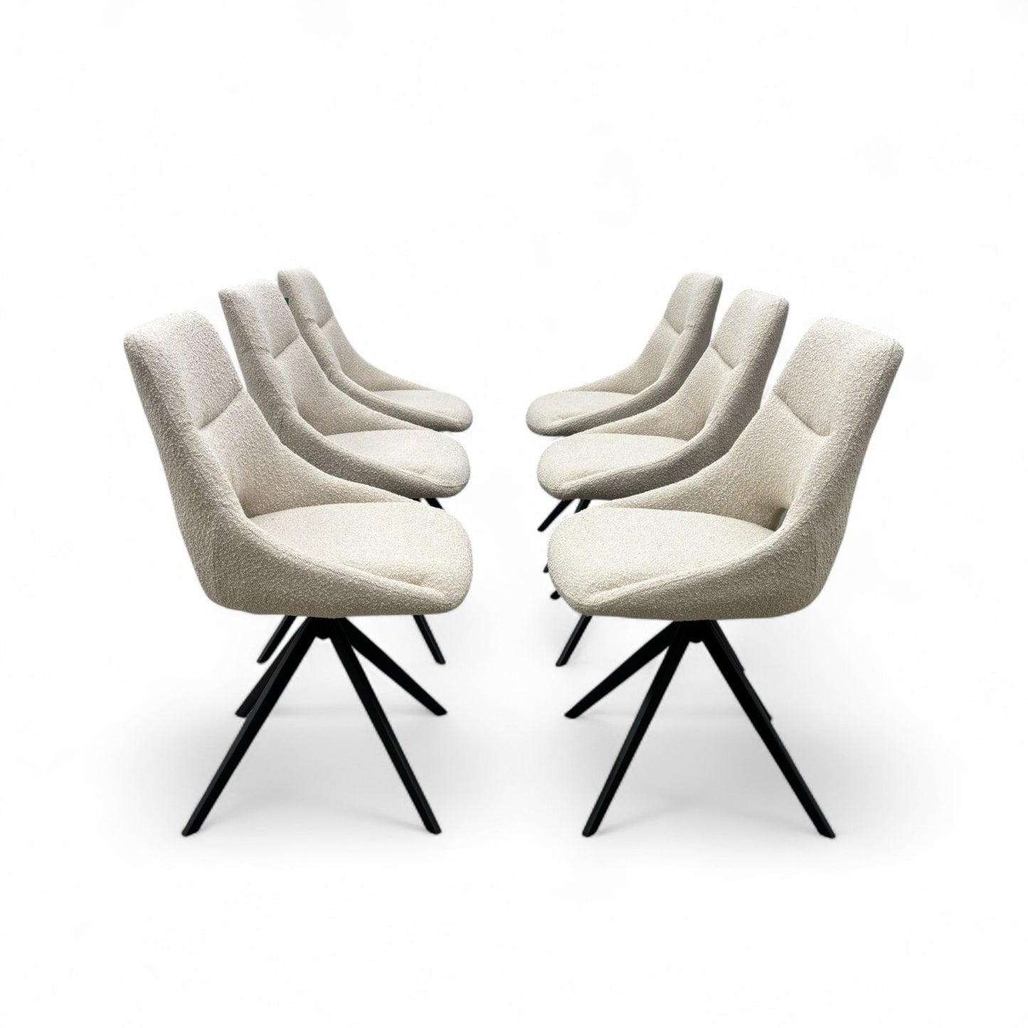 'Barefoot' Cream Boucle Swivel Dining Chair - Set of 6