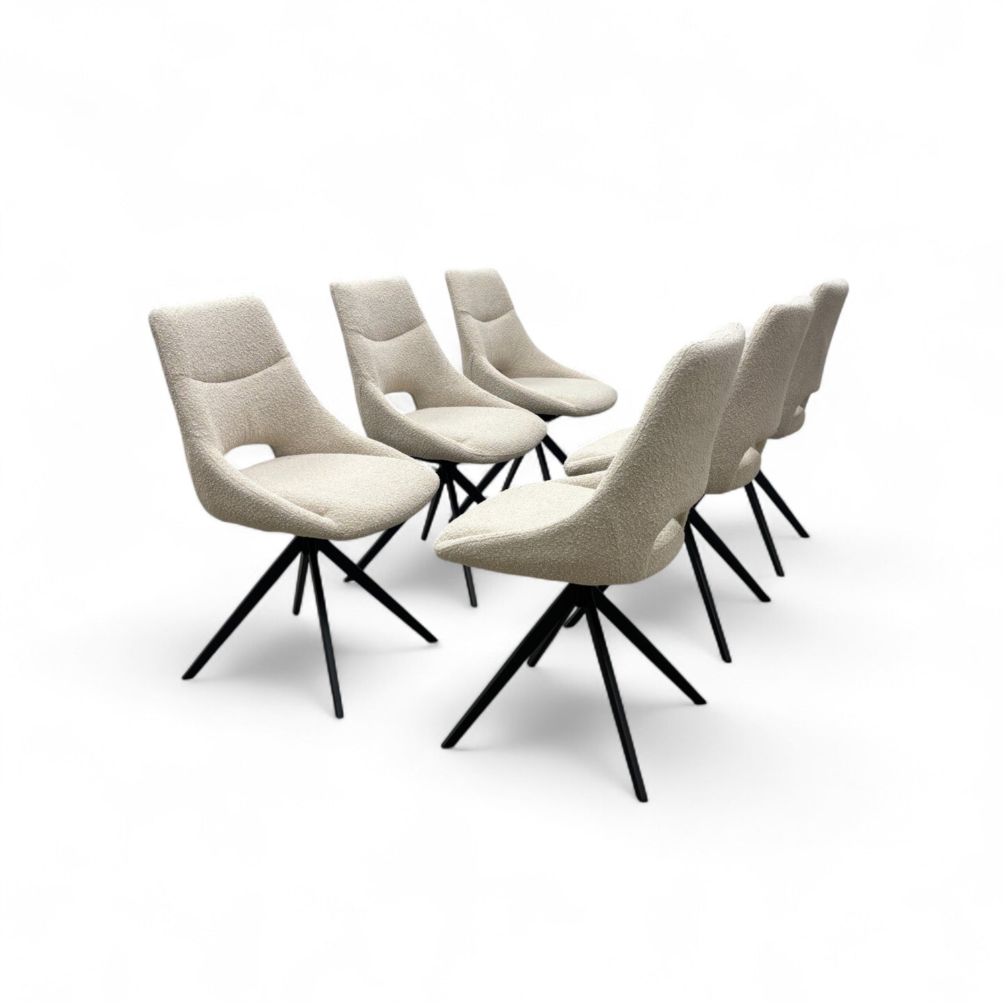 'Barefoot' Cream Boucle Swivel Dining Chair - Set of 6