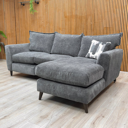 ‘Sofia' Marlon Nero Wf Fabric Right Hand Facing Power Recliner Corner Sofa with Chaise End